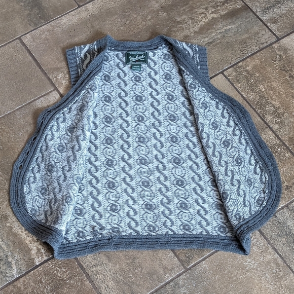 Woolrich Sweater Vest Women's Charcoal Heather Cotton Cable Knit Size L. - Picture 3 of 15